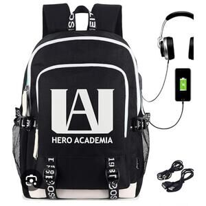 My Hero Academia Backpack Luminous USB Charge Student School Shoulder Bag Laptop